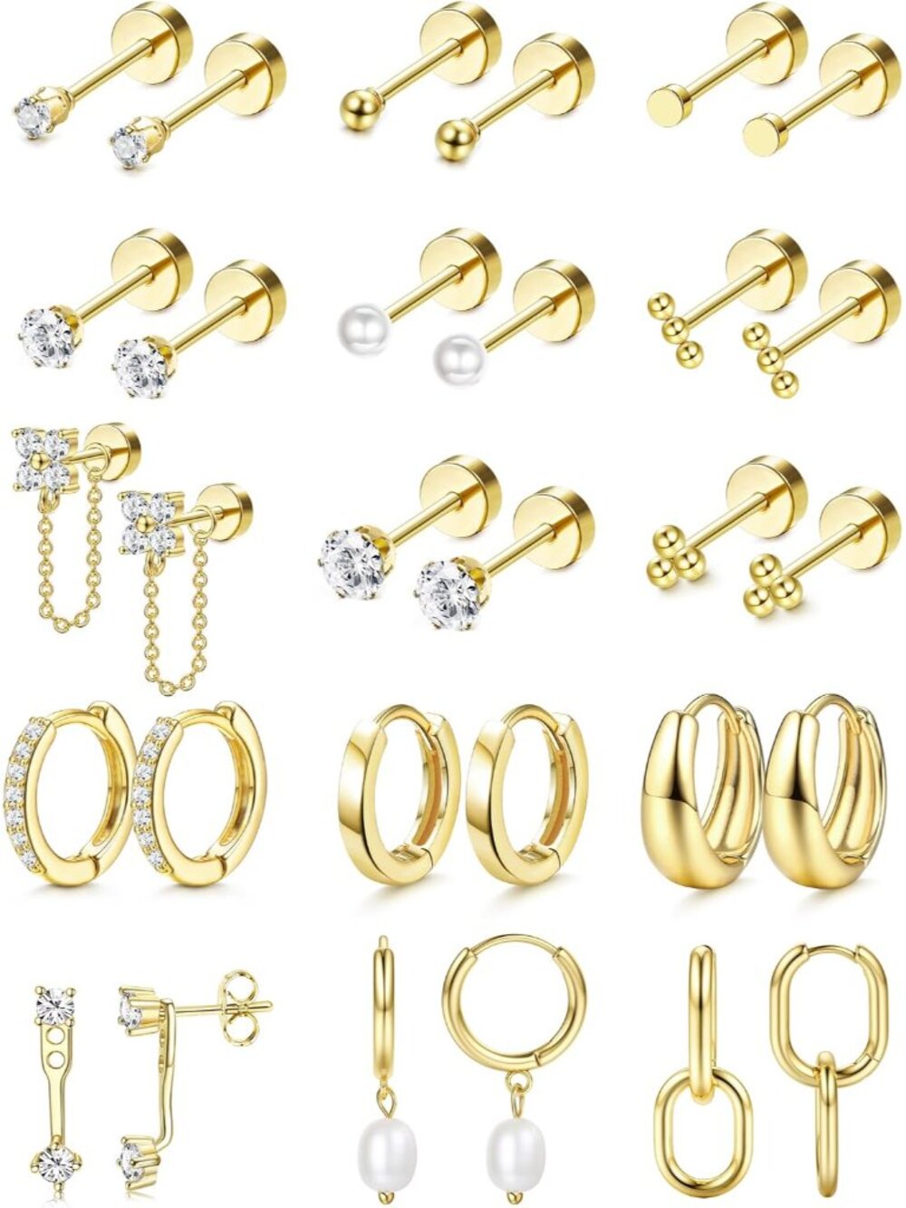 Flat Back Earrings for Women Hypoallergenic Surgical Steel Earrings for Sensitiv